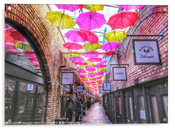 Colourful Umbrella Paradise Camden Market Acrylic by Beryl Curran