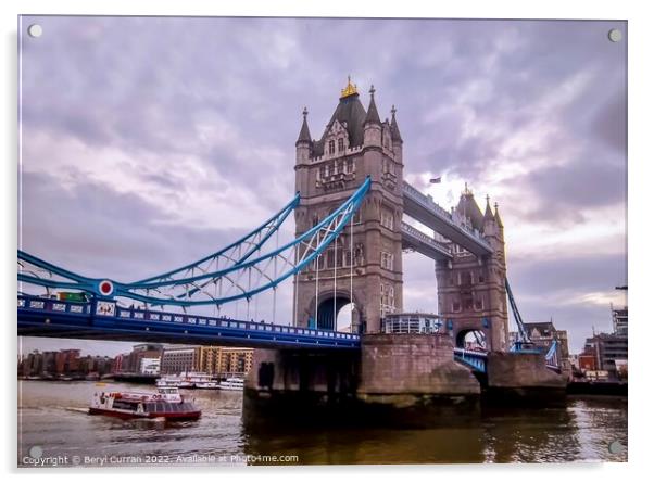 Majestic Tower Bridge Acrylic by Beryl Curran