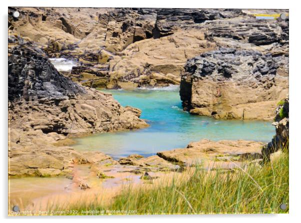 Majestic rock pools of Cornwall Acrylic by Beryl Curran