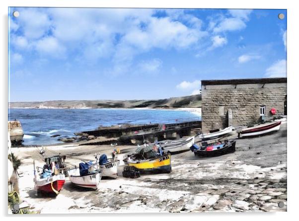 Serenity in Sennen Cove Acrylic by Beryl Curran