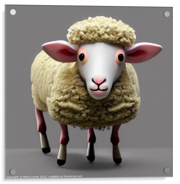 Adorable Wooly Lamb Acrylic by Beryl Curran