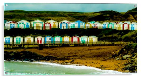 Coastal Colourful Cornish Huts Acrylic by Beryl Curran