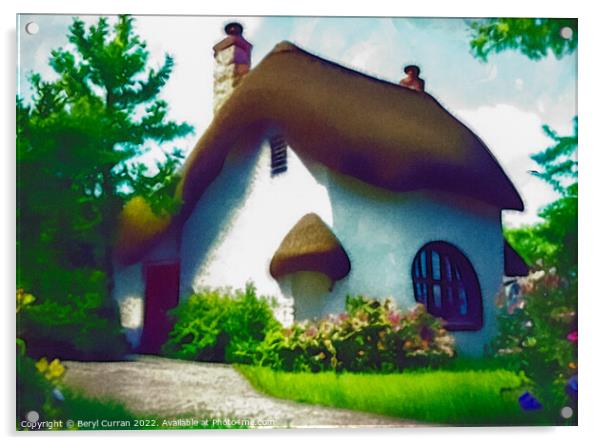 Enchanting Thatched Cottage Acrylic by Beryl Curran