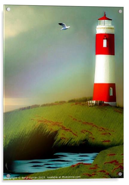 Lonely Lighthouse Standing Tall Acrylic by Beryl Curran