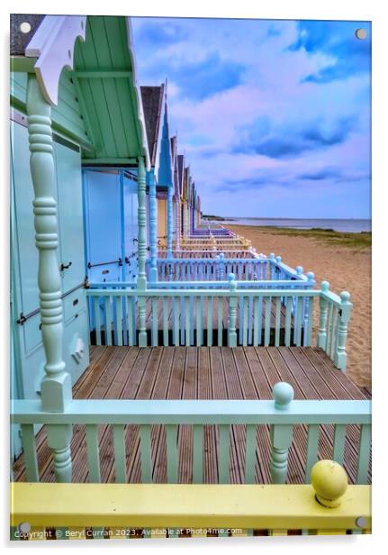  Mersea Islands Charming Pastel Beach Huts  Acrylic by Beryl Curran