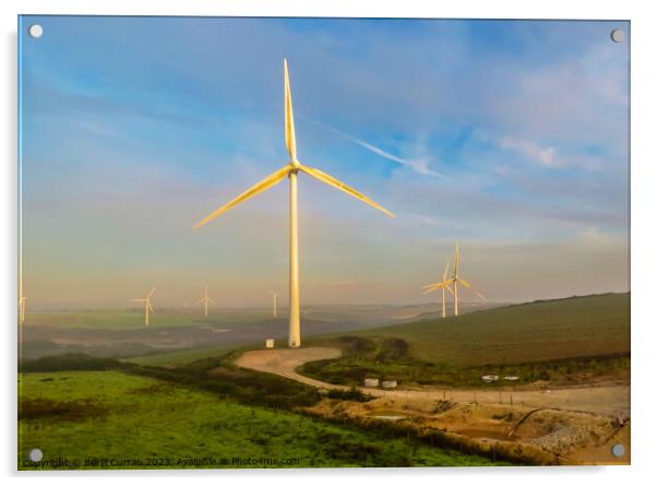 Cornish Windfarm Acrylic by Beryl Curran