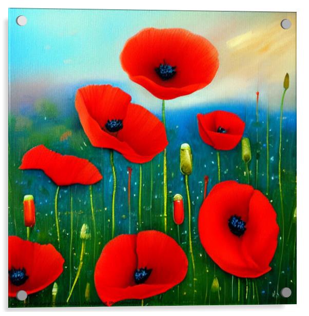 Red Poppies  Acrylic by Beryl Curran