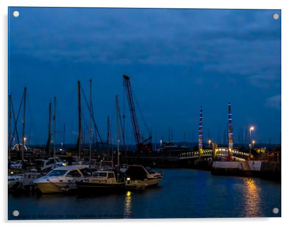 Torquay harbour Night time. Acrylic by Beryl Curran