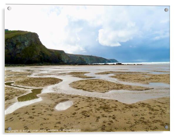 Footprints and Pools Cornwall  Acrylic by Beryl Curran