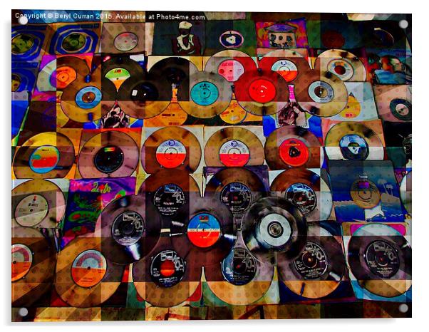 Retro Vinyl Music Collection Acrylic by Beryl Curran