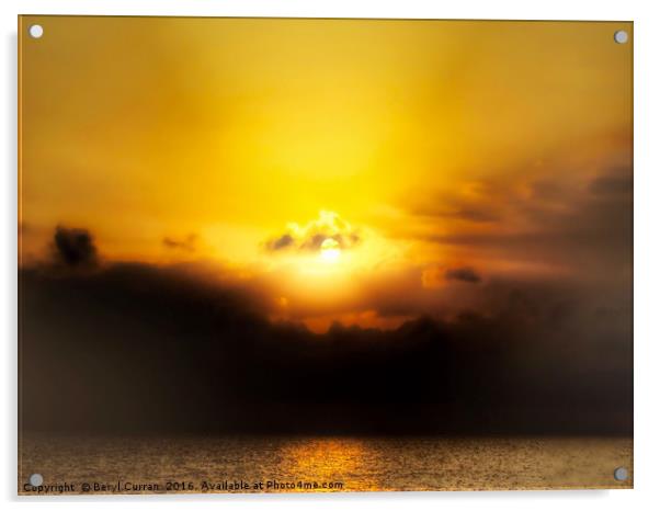 Golden Sunrise Through Moody Clouds Acrylic by Beryl Curran