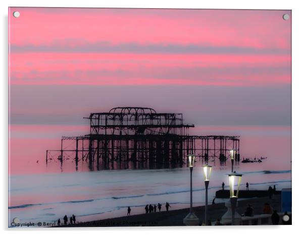 Majestic Sunset at Brightons West Pier Acrylic by Beryl Curran