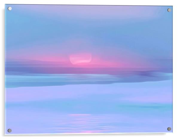Blissful Cornish Sunset Acrylic by Beryl Curran