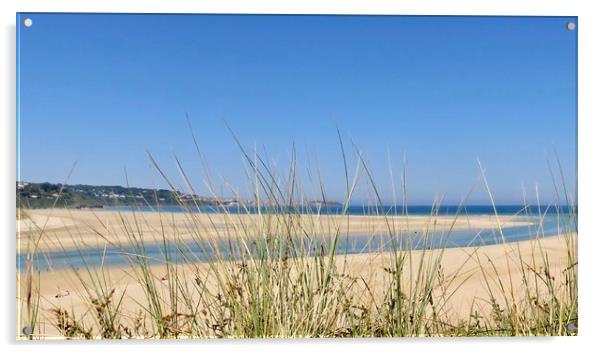 Captivating View of St Ives Bay from Hayle beach Acrylic by Beryl Curran