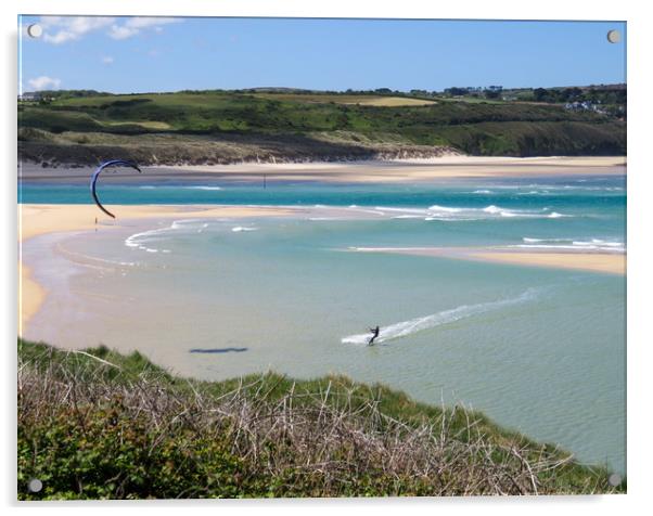 Soaring Over Cornish Waves Acrylic by Beryl Curran