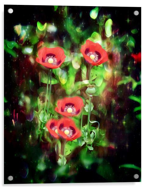 Fiery Scarlet Beauty Acrylic by Beryl Curran
