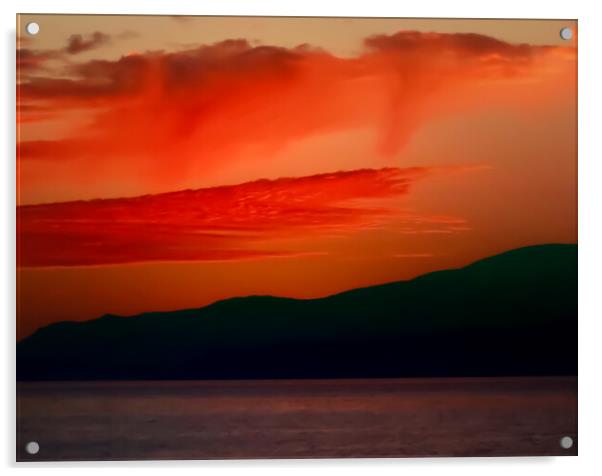 Glowing Cretan Sunset Acrylic by Beryl Curran