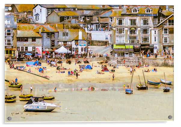 Sunny St Ives Cornwall  Acrylic by Beryl Curran