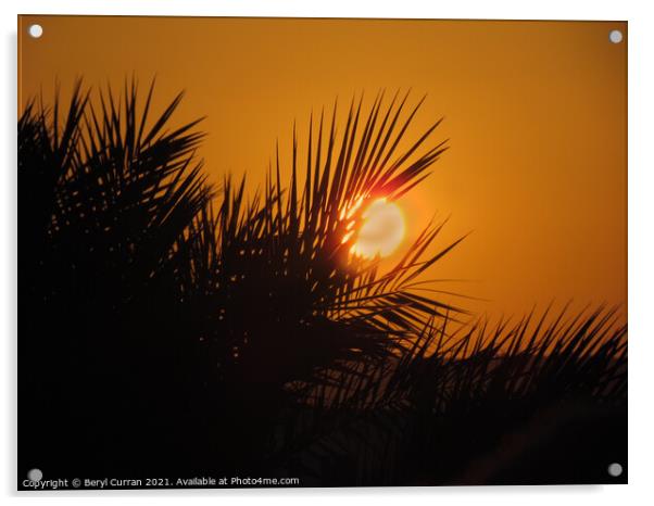 Majestic Cretan Sunset Acrylic by Beryl Curran