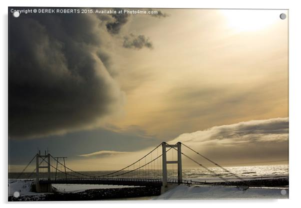 Passing storm at Jokulsarlon bridge Acrylic by DEREK ROBERTS