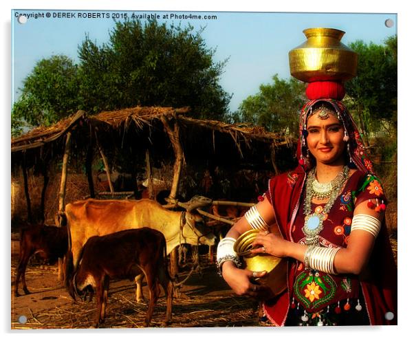 Beautiful people of Gujarat, India Acrylic by DEREK ROBERTS