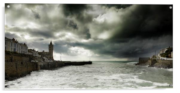 Porthleven Cornwall on a stormy day   Acrylic by DEREK ROBERTS
