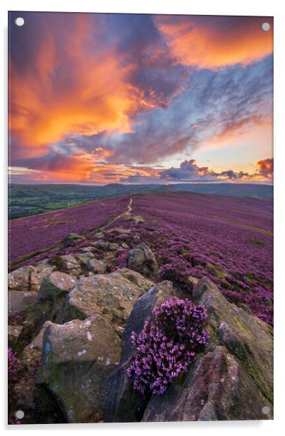 Win Hill purple sunset  Acrylic by John Finney
