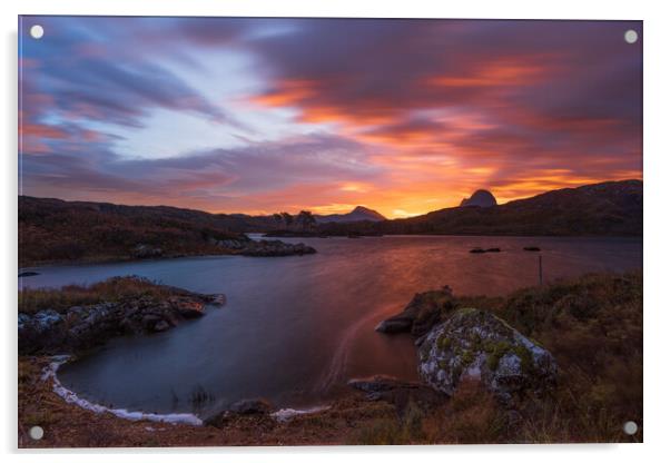 Suilven sunrise over Loch Druim Acrylic by John Finney