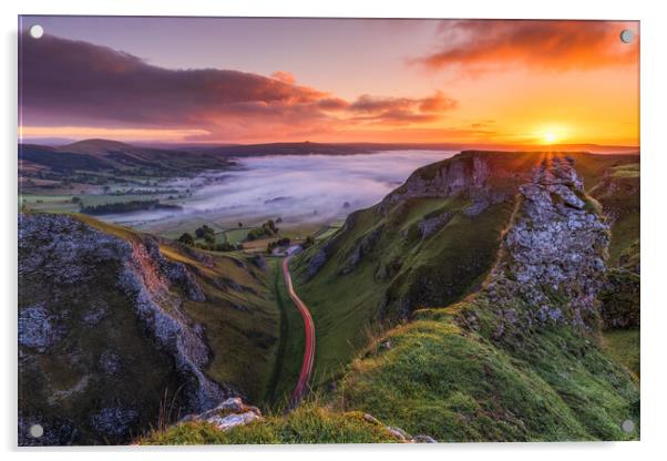 Winnats Pass sunrise, Derbyshire Acrylic by John Finney