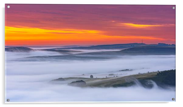 Dawn over Fog. Peak District Acrylic by John Finney