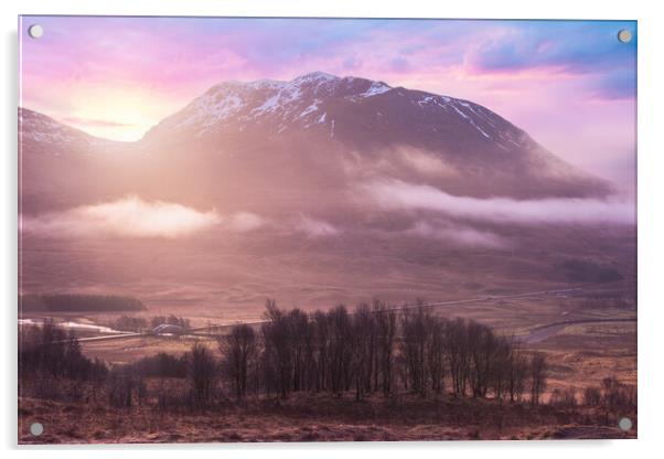 Grampian Mountains sunrise. Scottish Highlands  Acrylic by John Finney