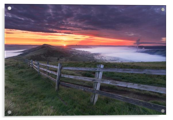 Great Ridge sunrise. Peak District Acrylic by John Finney
