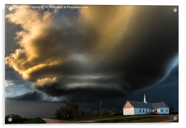 Severe thunderstorm over South Dakota Acrylic by John Finney