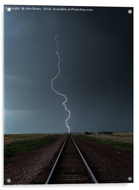 Railroad Lightning Bolt, Colorado, USA. Acrylic by John Finney