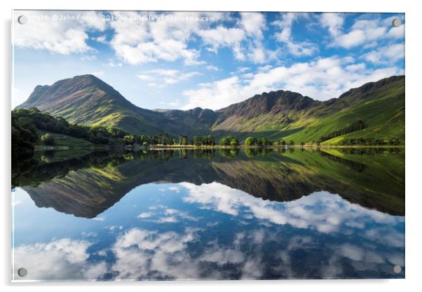 Buttermere symmetry. Lake District. England. Acrylic by John Finney