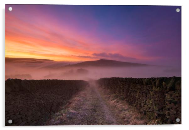 Knarrs Nook sunrise. Derbyshire Acrylic by John Finney