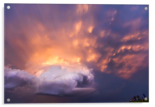 Wicksville sunset, South Dakota.  Acrylic by John Finney