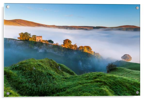 Peveril Castle dawn  Acrylic by John Finney