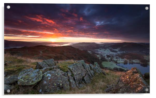 Loughrigg sunrise  Acrylic by John Finney