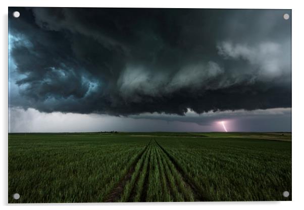 Tornado warned Storm near Killdeer, North Dakota  Acrylic by John Finney