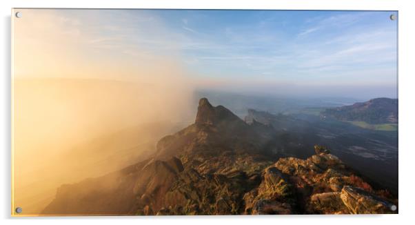 The Pinnacle of Ramshaw Rocks at Sunrise, Peak Dis Acrylic by John Finney