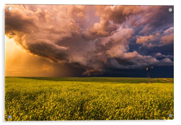 Montana tornado warned sunset Acrylic by John Finney