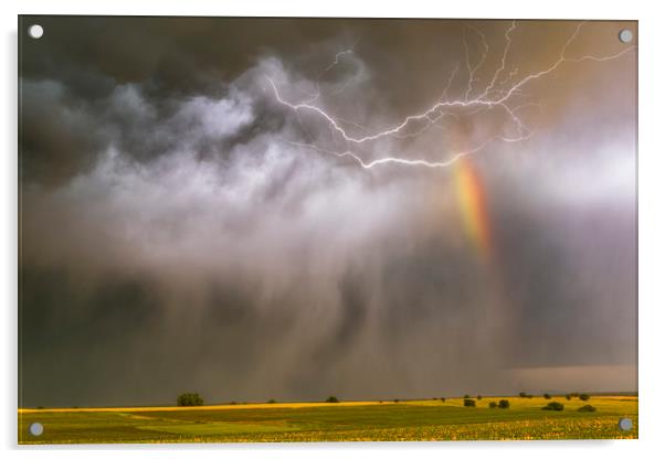 Lightning rainbow hail Acrylic by John Finney