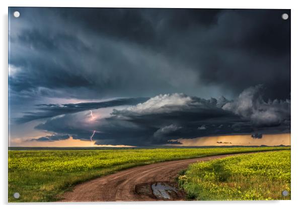 Montana Prairies Lightning Storm Acrylic by John Finney