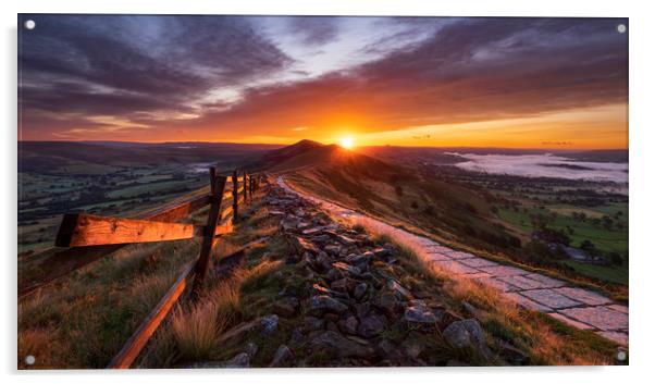 Sunrise over the Derbyshire Peak District Acrylic by John Finney
