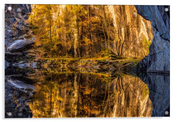 Lake District Autumn Slate Quarry  Acrylic by John Finney