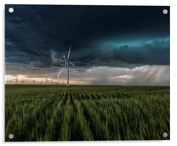 Colorado Windfarm Storm Acrylic by John Finney