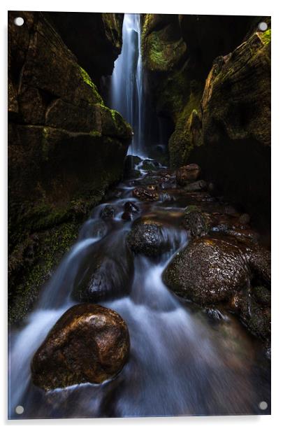 Isle of Eigg waterfall Acrylic by John Finney