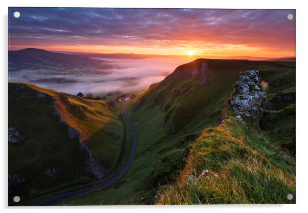 Winnats Pass stunning sunrise, Castleton  Acrylic by John Finney