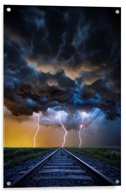 Apocalyptic Lightning 3 Acrylic by John Finney